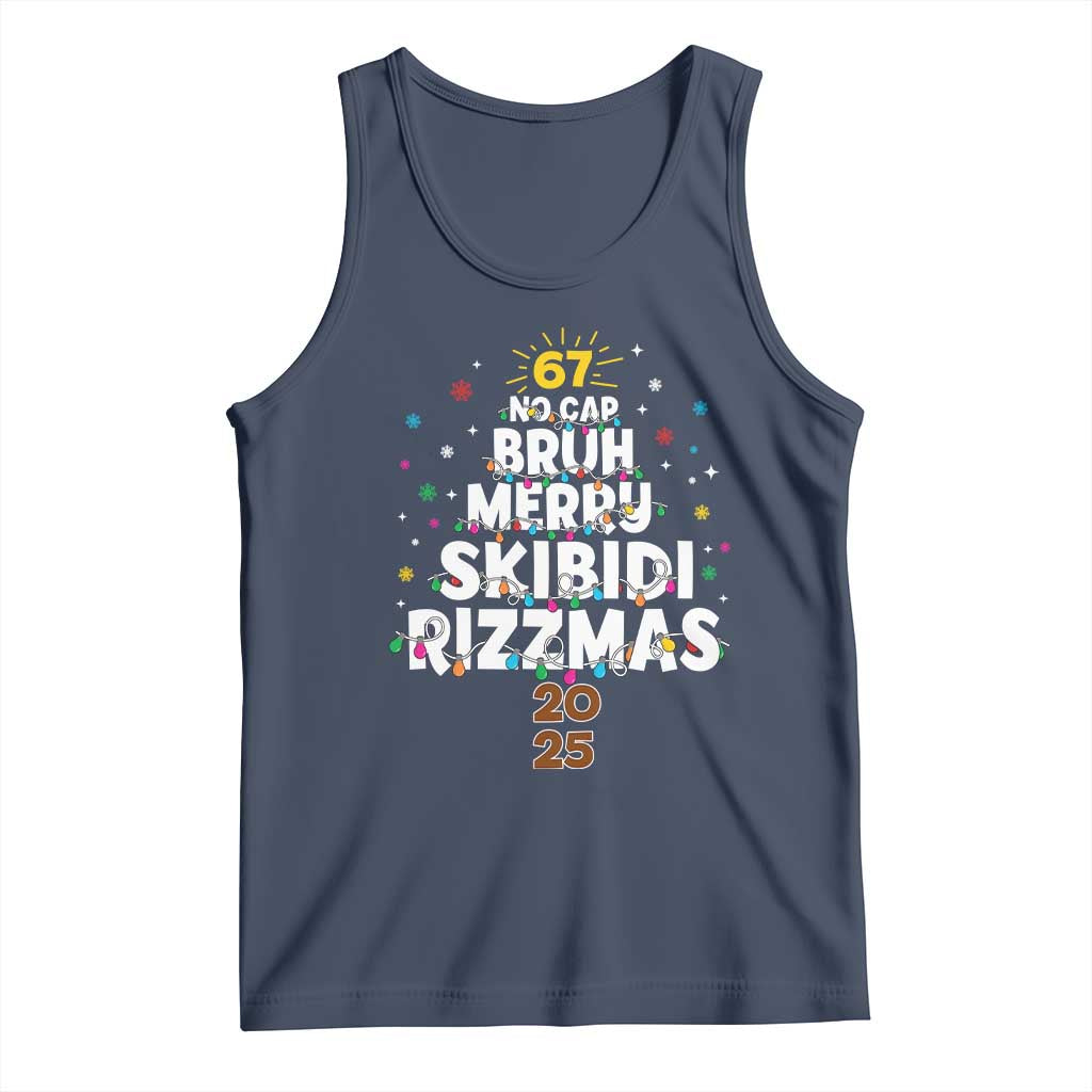 Funny Christmas Six Seven Meme Tank Top 67 No Cap Bruh Merry Skibidi Rizzmas 2025 - Wonder Print Shop