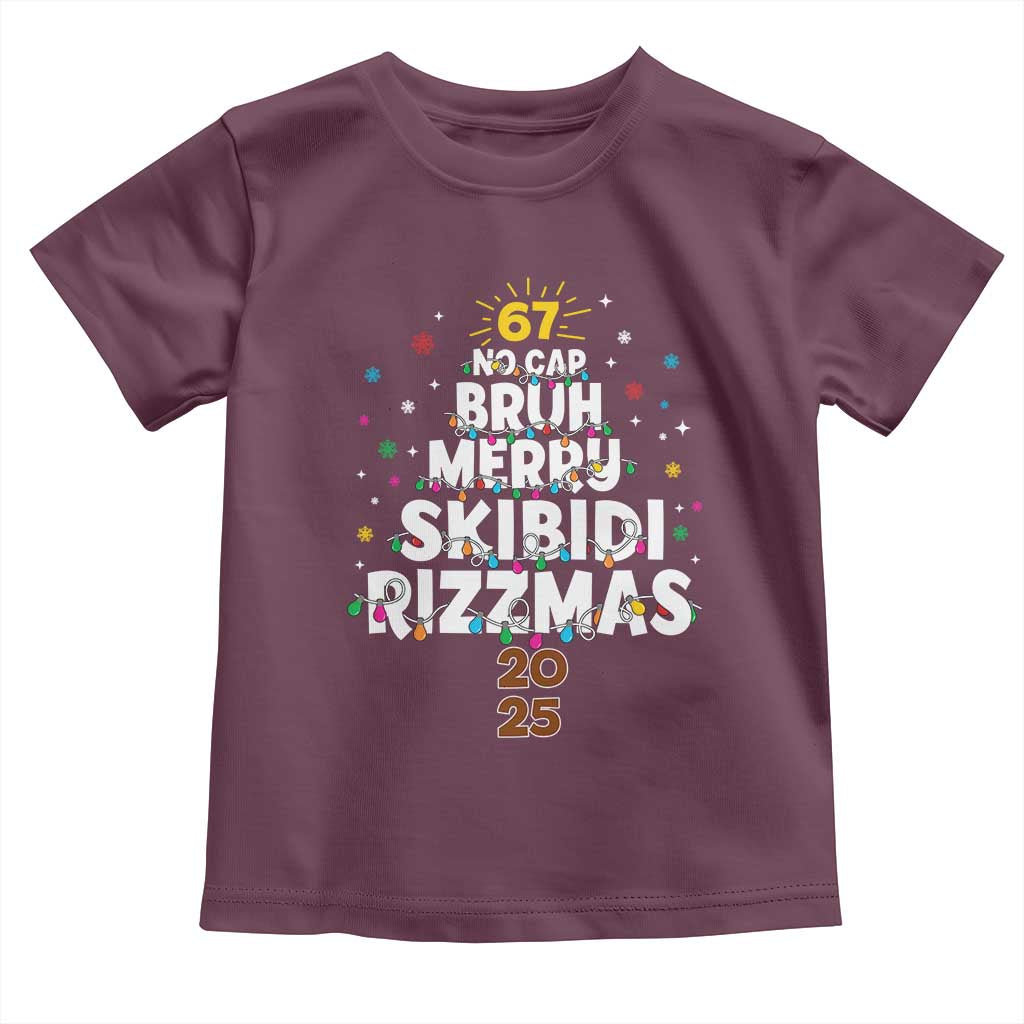 Funny Christmas Six Seven Meme Toddler T Shirt 67 No Cap Bruh Merry Skibidi Rizzmas 2025 - Wonder Print Shop