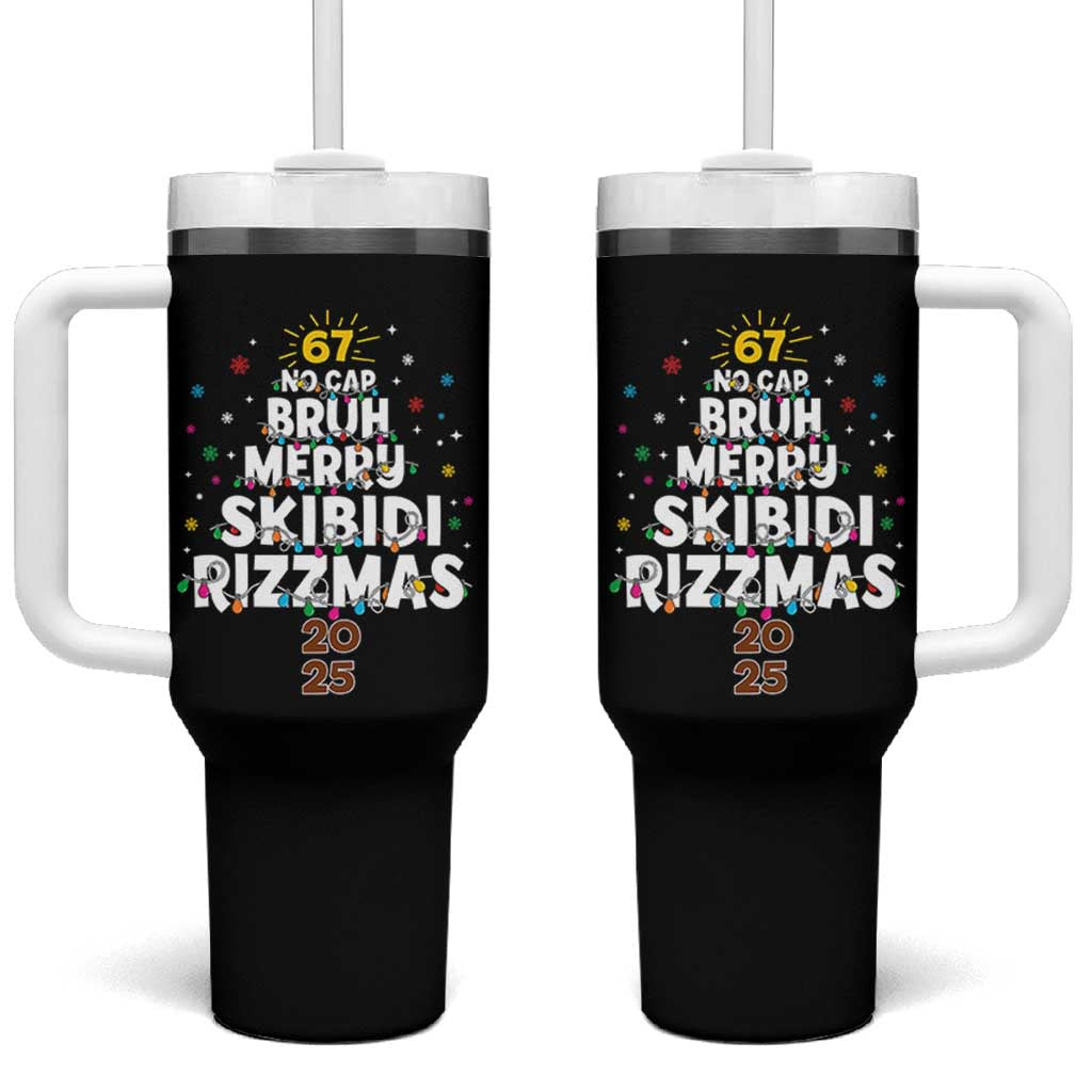 Funny Christmas Six Seven Meme Tumbler With Handle 67 No Cap Bruh Merry Skibidi Rizzmas 2025 - Wonder Print Shop
