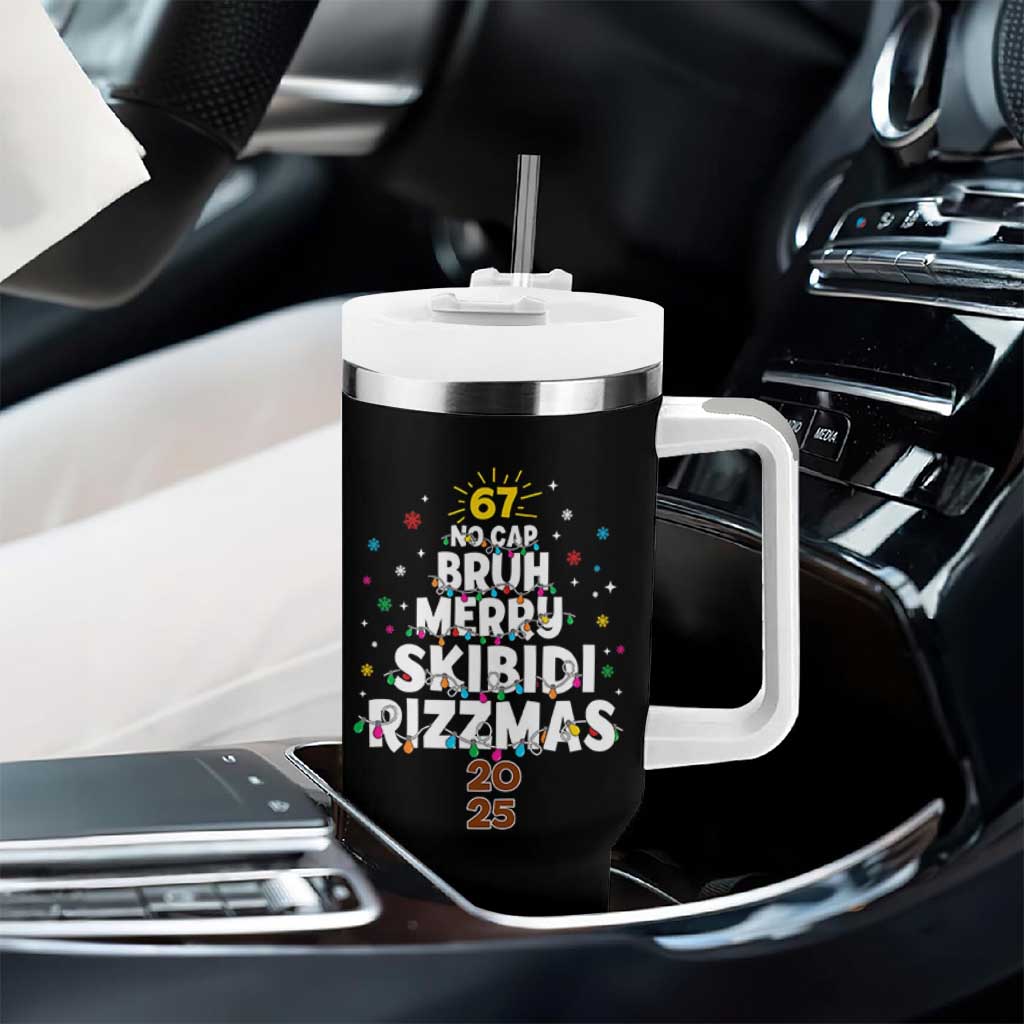 Funny Christmas Six Seven Meme Tumbler With Handle 67 No Cap Bruh Merry Skibidi Rizzmas 2025 - Wonder Print Shop