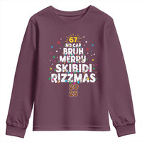 Funny Christmas Six Seven Meme Youth Sweatshirt 67 No Cap Bruh Merry Skibidi Rizzmas 2025 - Wonder Print Shop