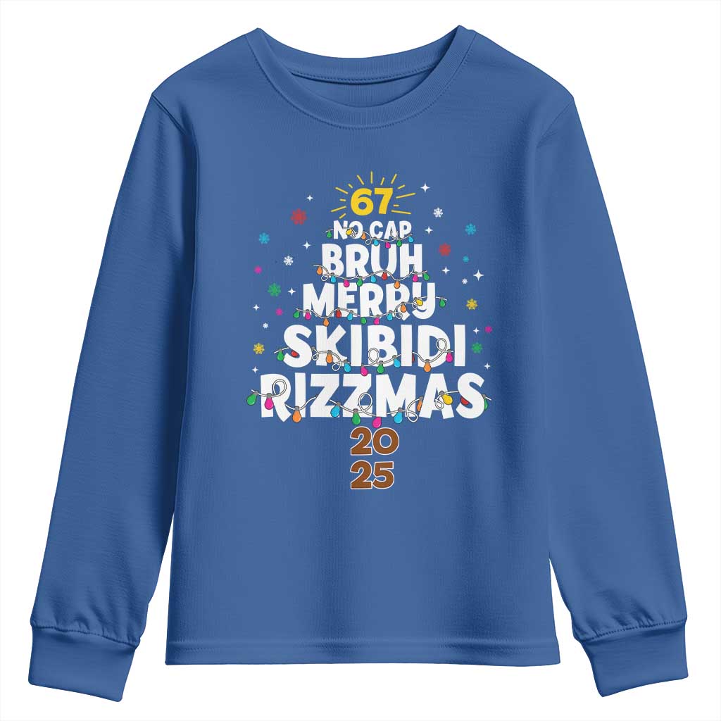 Funny Christmas Six Seven Meme Youth Sweatshirt 67 No Cap Bruh Merry Skibidi Rizzmas 2025 - Wonder Print Shop