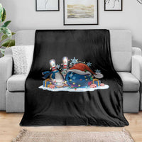 Funny Christmas Bowling Santa Hat Xmas Bowler Throw Blanket - Wonder Print Shop
