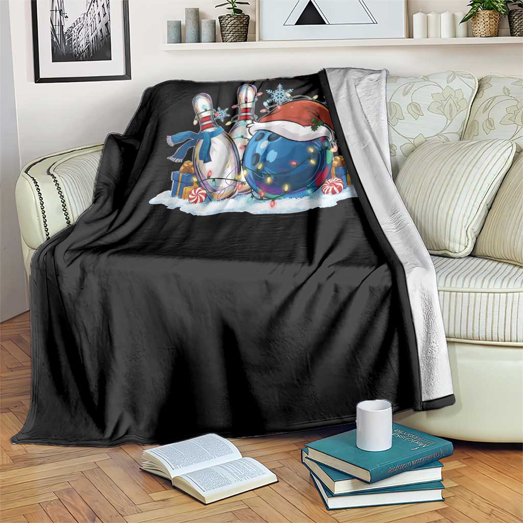 Funny Christmas Bowling Santa Hat Xmas Bowler Throw Blanket - Wonder Print Shop
