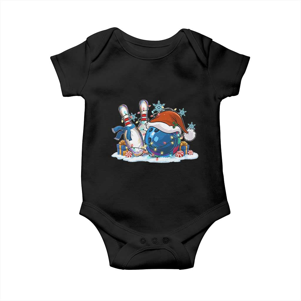 Funny Christmas Bowling Santa Hat Xmas Bowler Baby Onesie - Wonder Print Shop
