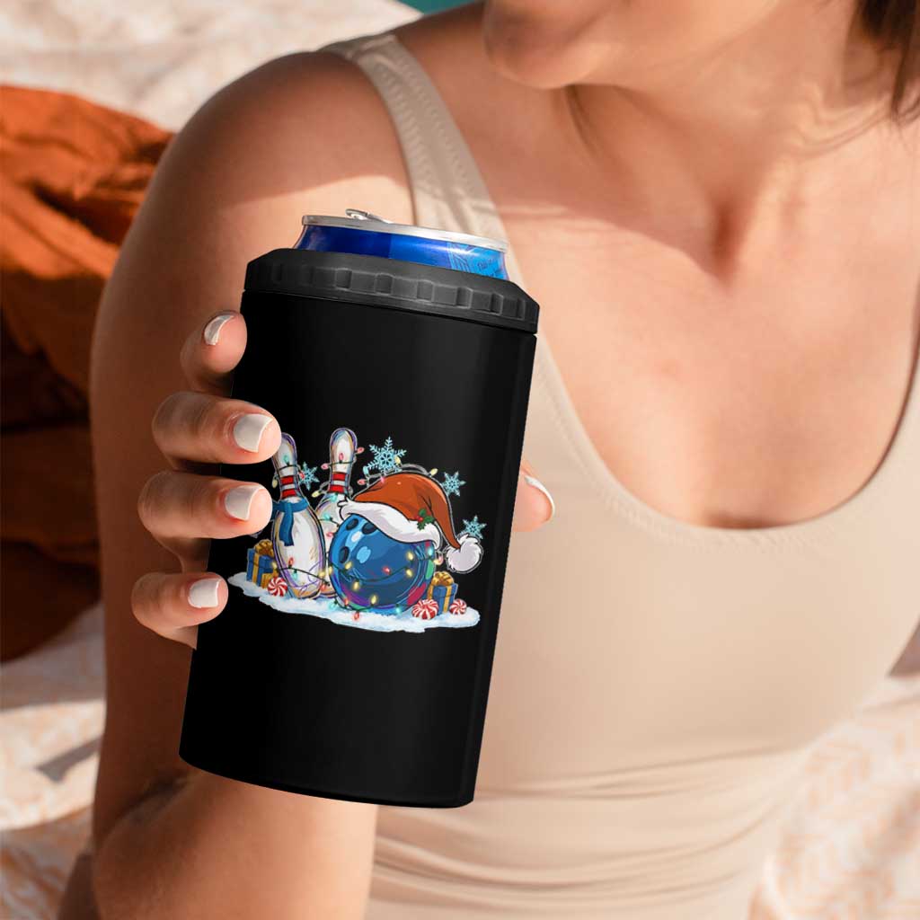 Funny Christmas Bowling Santa Hat Xmas Bowler 4 in 1 Can Cooler Tumbler - Wonder Print Shop