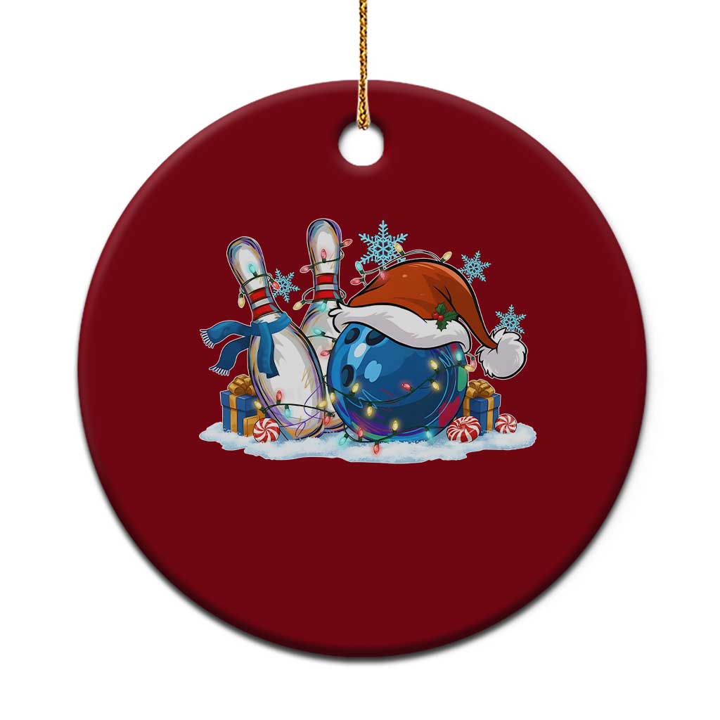 Funny Christmas Bowling Santa Hat Xmas Bowler Ceramic Ornament - Wonder Print Shop