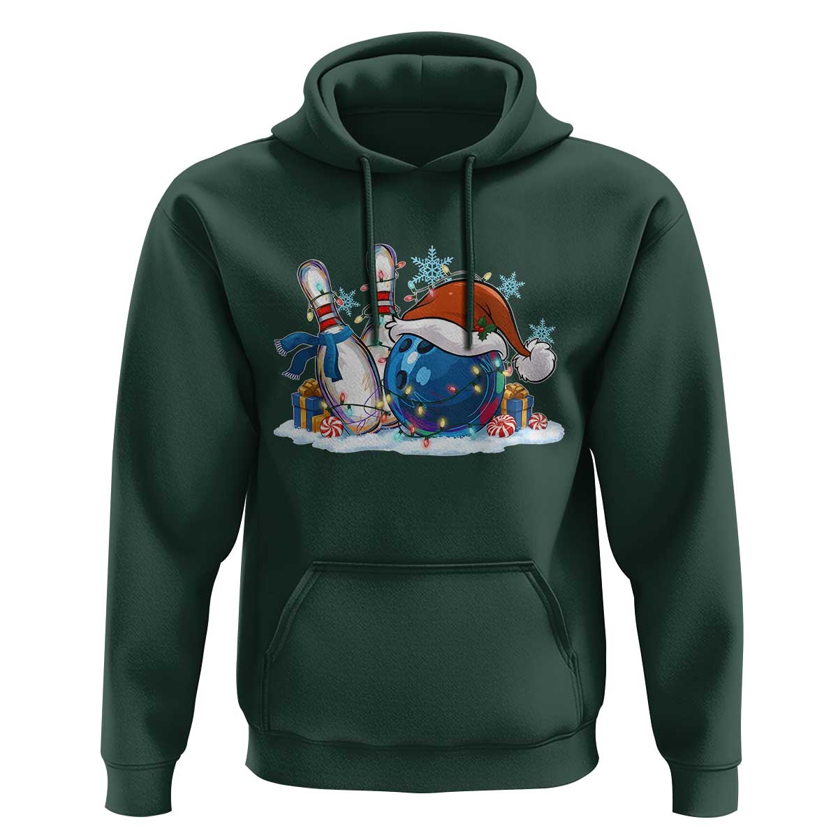 Funny Christmas Bowling Santa Hat Xmas Bowler Hoodie - Wonder Print Shop
