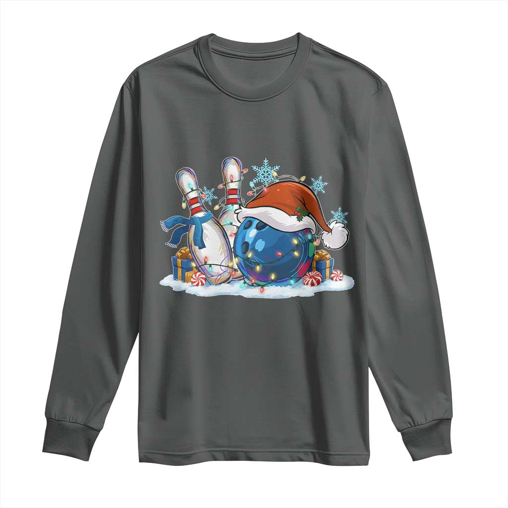 Funny Christmas Bowling Santa Hat Xmas Bowler Long Sleeve Shirt - Wonder Print Shop