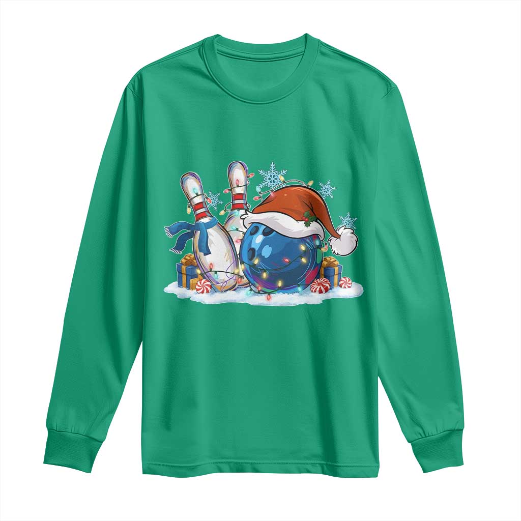 Funny Christmas Bowling Santa Hat Xmas Bowler Long Sleeve Shirt - Wonder Print Shop
