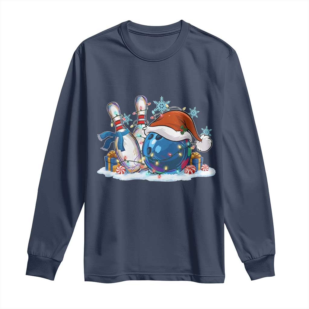 Funny Christmas Bowling Santa Hat Xmas Bowler Long Sleeve Shirt - Wonder Print Shop