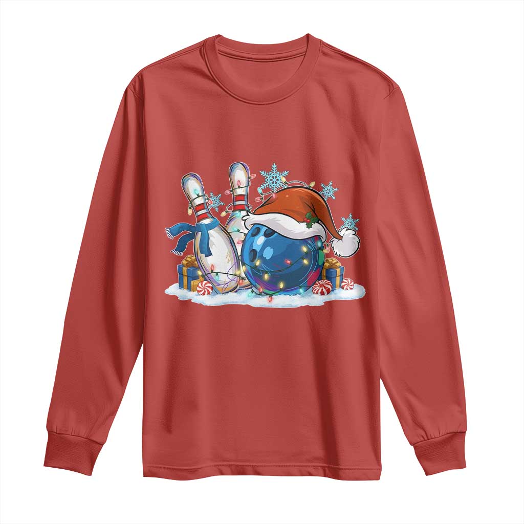 Funny Christmas Bowling Santa Hat Xmas Bowler Long Sleeve Shirt - Wonder Print Shop