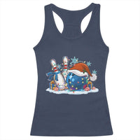 Funny Christmas Bowling Santa Hat Xmas Bowler Racerback Tank Top - Wonder Print Shop