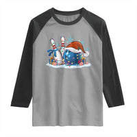 Funny Christmas Bowling Santa Hat Xmas Bowler Raglan Shirt - Wonder Print Shop