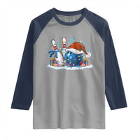Funny Christmas Bowling Santa Hat Xmas Bowler Raglan Shirt - Wonder Print Shop