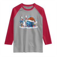 Funny Christmas Bowling Santa Hat Xmas Bowler Raglan Shirt - Wonder Print Shop