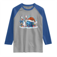 Funny Christmas Bowling Santa Hat Xmas Bowler Raglan Shirt - Wonder Print Shop