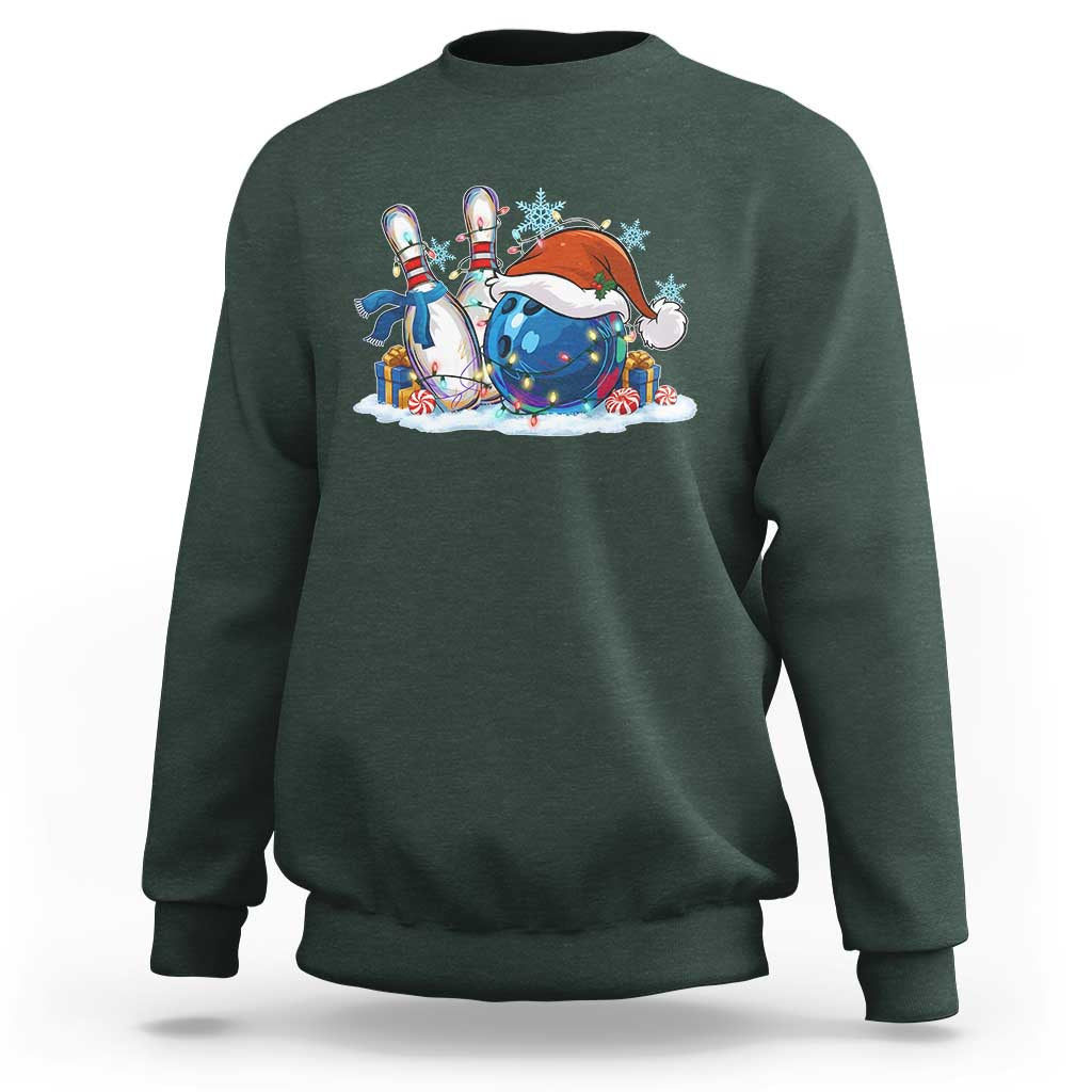 Funny Christmas Bowling Santa Hat Xmas Bowler Sweatshirt - Wonder Print Shop