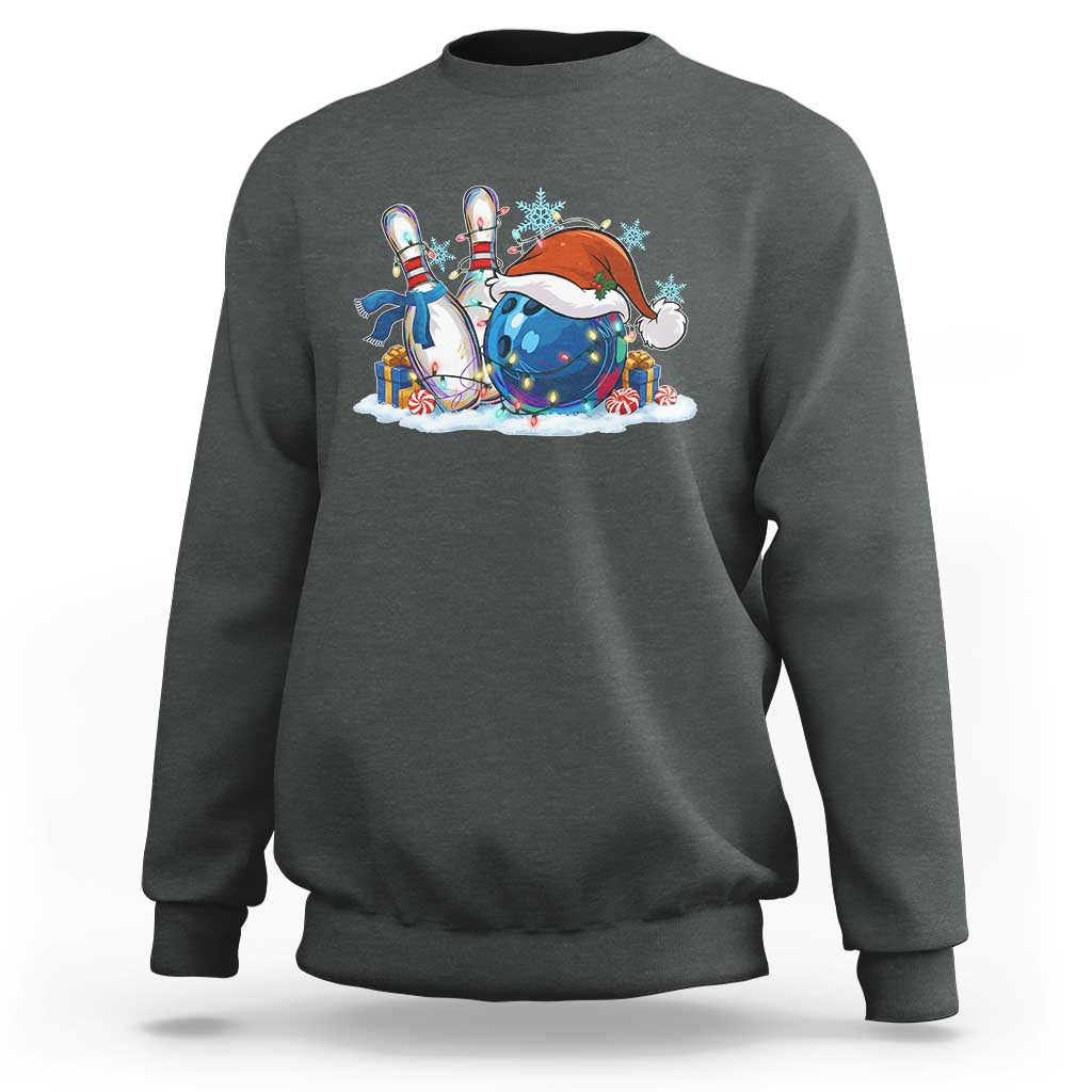 Funny Christmas Bowling Santa Hat Xmas Bowler Sweatshirt - Wonder Print Shop