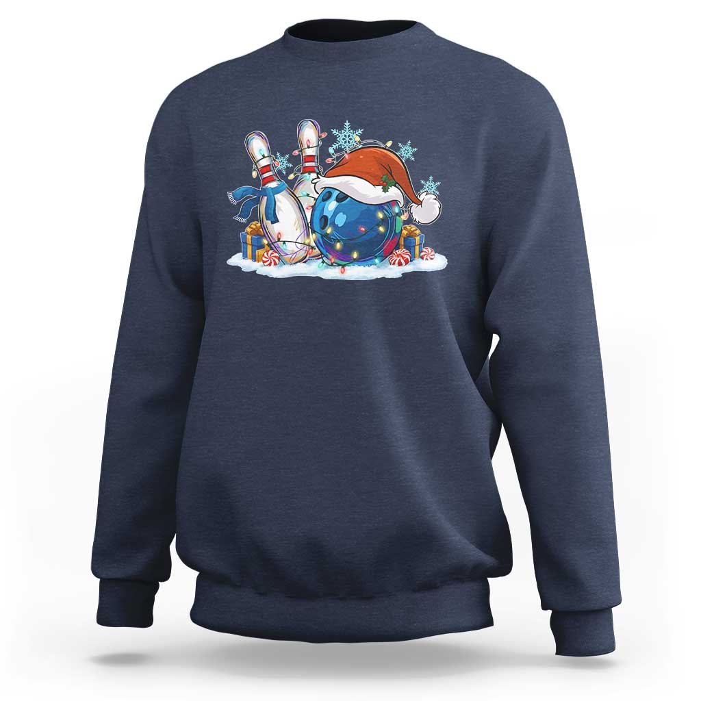 Funny Christmas Bowling Santa Hat Xmas Bowler Sweatshirt - Wonder Print Shop