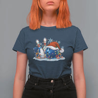 Funny Christmas Bowling Santa Hat Xmas Bowler T Shirt For Women - Wonder Print Shop