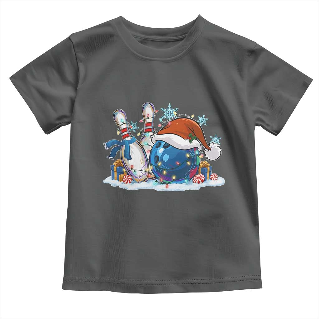 Funny Christmas Bowling Santa Hat Xmas Bowler Toddler T Shirt - Wonder Print Shop