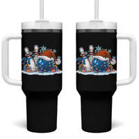Funny Christmas Bowling Santa Hat Xmas Bowler Tumbler With Handle - Wonder Print Shop