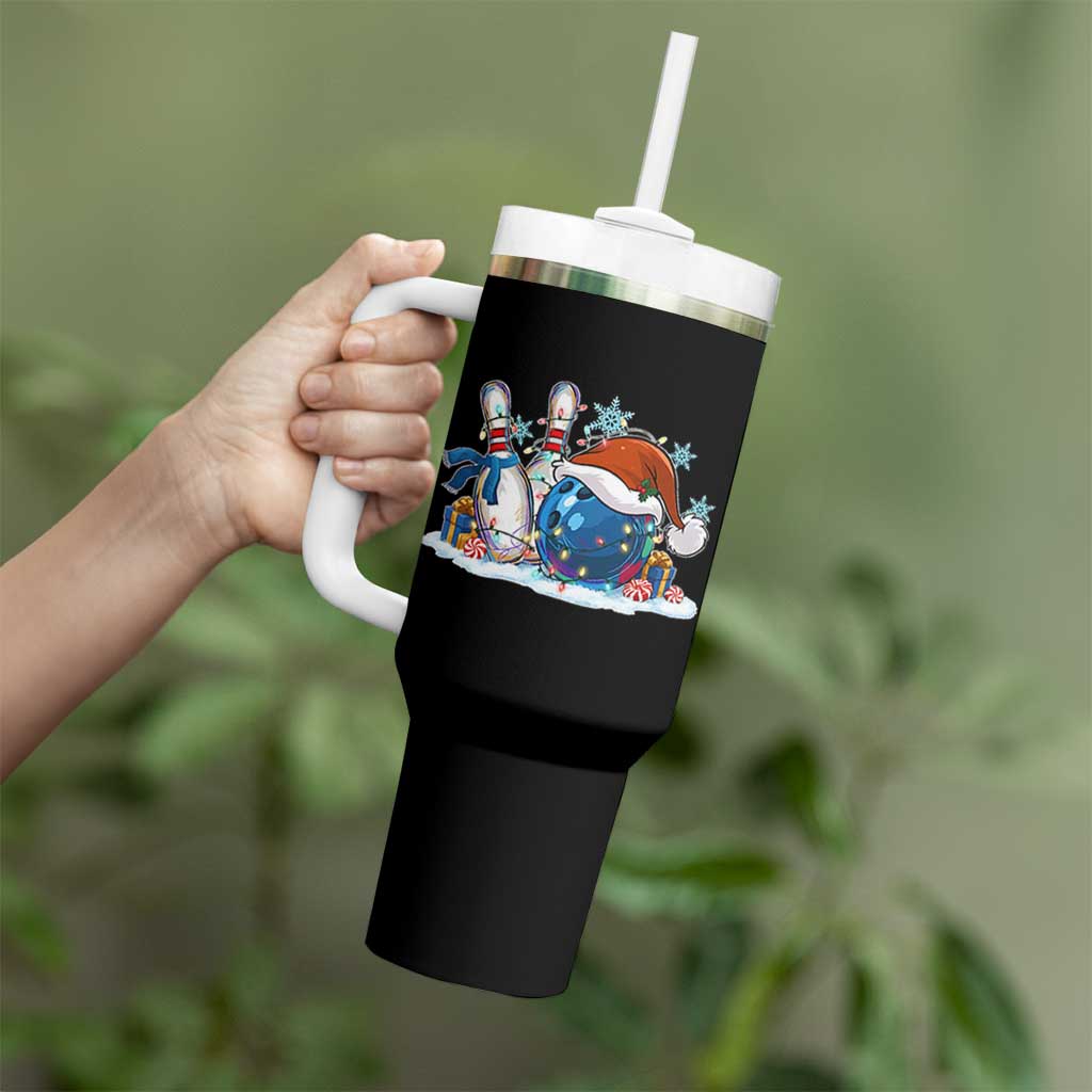 Funny Christmas Bowling Santa Hat Xmas Bowler Tumbler With Handle - Wonder Print Shop