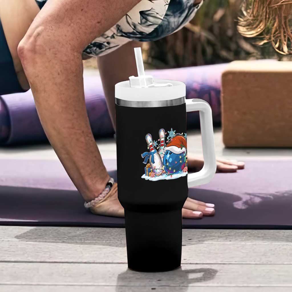Funny Christmas Bowling Santa Hat Xmas Bowler Tumbler With Handle - Wonder Print Shop