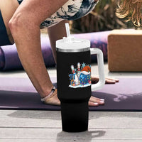 Funny Christmas Bowling Santa Hat Xmas Bowler Tumbler With Handle - Wonder Print Shop
