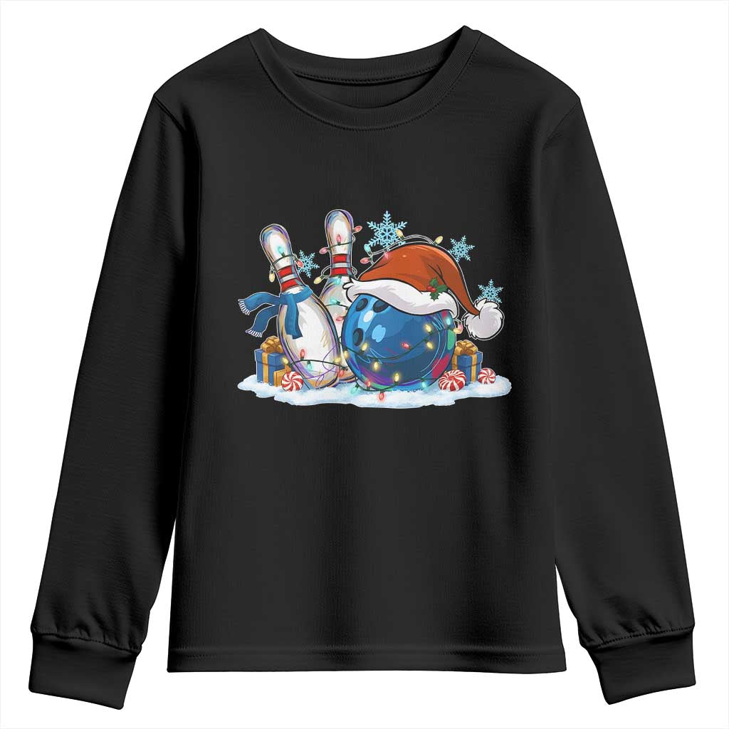Funny Christmas Bowling Santa Hat Xmas Bowler Youth Sweatshirt - Wonder Print Shop