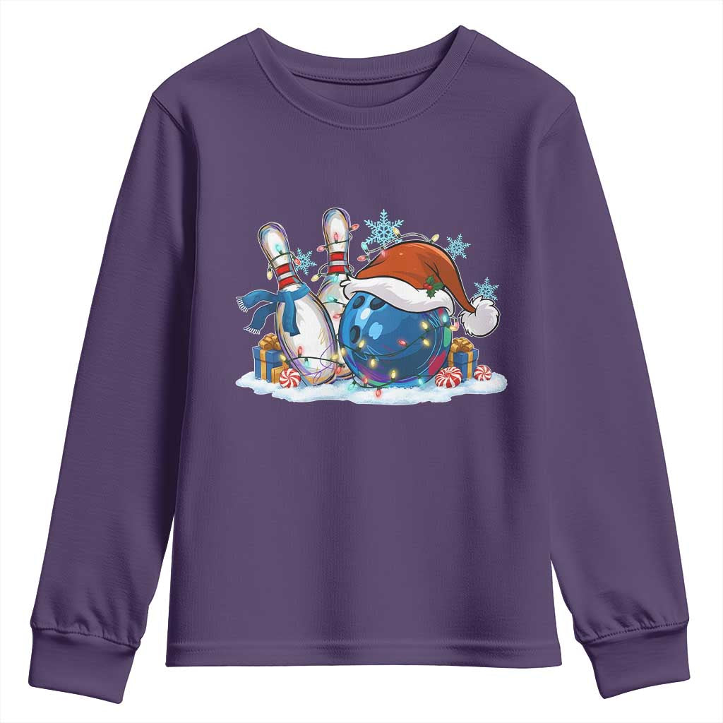 Funny Christmas Bowling Santa Hat Xmas Bowler Youth Sweatshirt - Wonder Print Shop