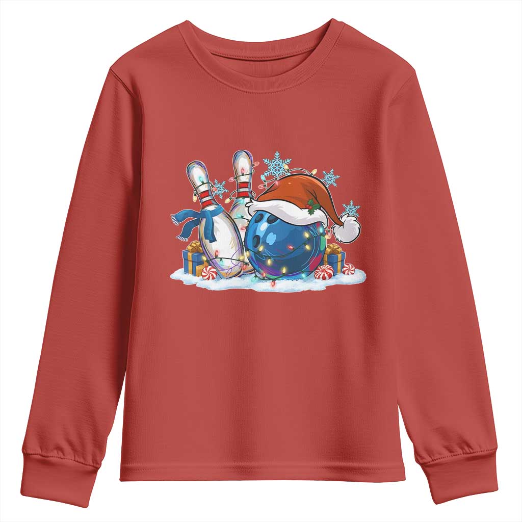 Funny Christmas Bowling Santa Hat Xmas Bowler Youth Sweatshirt - Wonder Print Shop