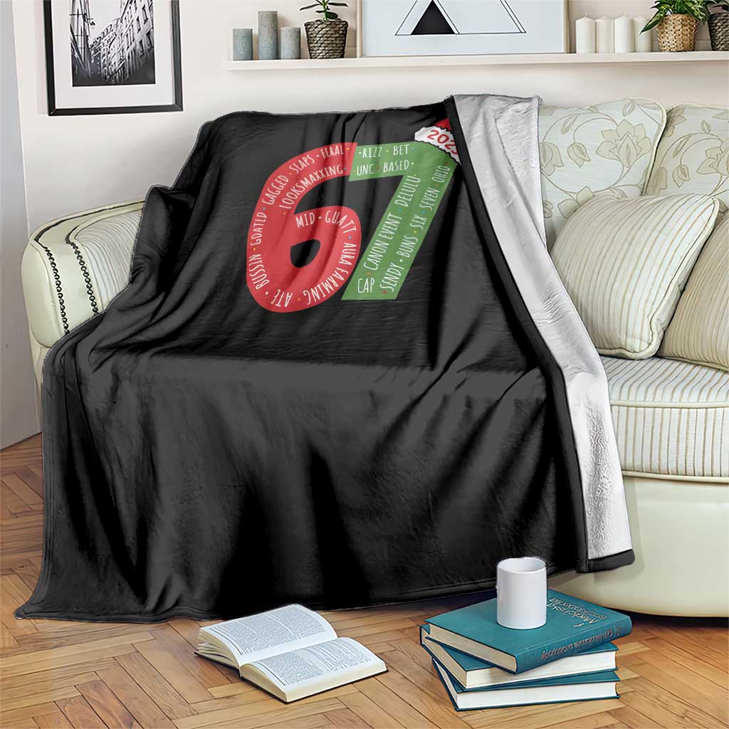 Funny 67 Christmas Throw Blanket Rizz Aura Farming Bussin Six Seven Meme Gen Alpha - Wonder Print Shop