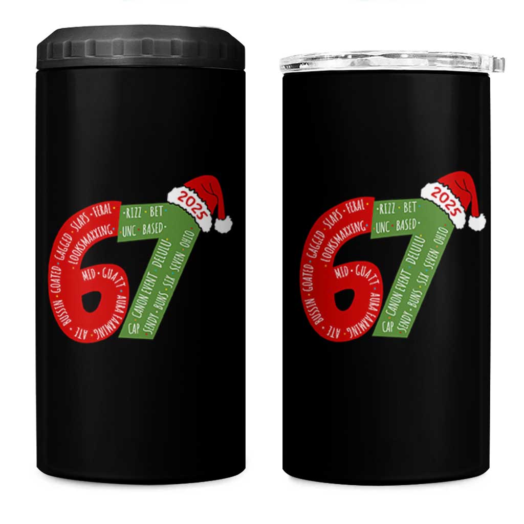 Funny 67 Christmas 4 in 1 Can Cooler Tumbler Rizz Aura Farming Bussin Six Seven Meme Gen Alpha - Wonder Print Shop