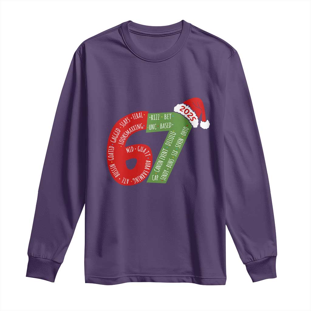 Funny 67 Christmas Long Sleeve Shirt Rizz Aura Farming Bussin Six Seven Meme Gen Alpha - Wonder Print Shop
