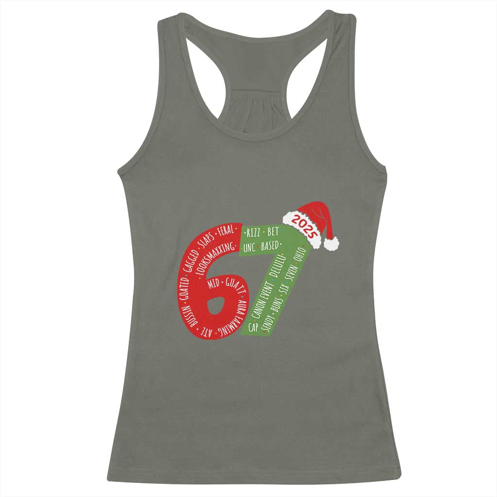Funny 67 Christmas Racerback Tank Top Rizz Aura Farming Bussin Six Seven Meme Gen Alpha - Wonder Print Shop