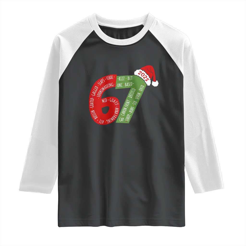 Funny 67 Christmas Raglan Shirt Rizz Aura Farming Bussin Six Seven Meme Gen Alpha - Wonder Print Shop