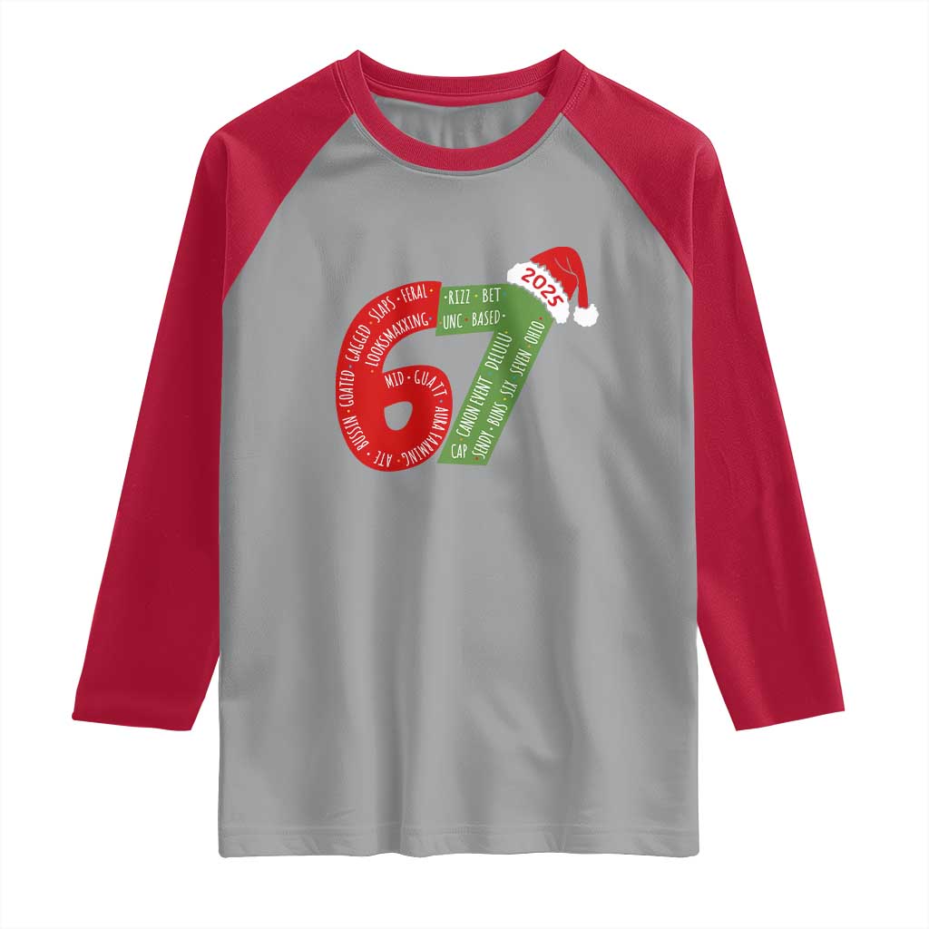 Funny 67 Christmas Raglan Shirt Rizz Aura Farming Bussin Six Seven Meme Gen Alpha - Wonder Print Shop