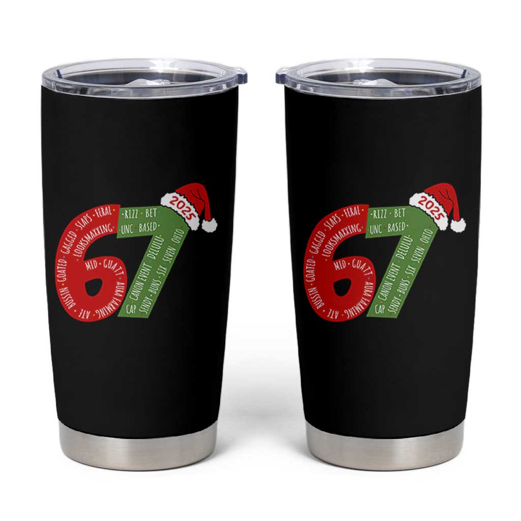 Funny 67 Christmas Tumbler Cup Rizz Aura Farming Bussin Six Seven Meme Gen Alpha - Wonder Print Shop