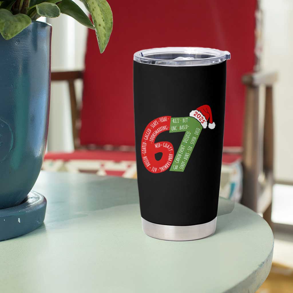 Funny 67 Christmas Tumbler Cup Rizz Aura Farming Bussin Six Seven Meme Gen Alpha - Wonder Print Shop