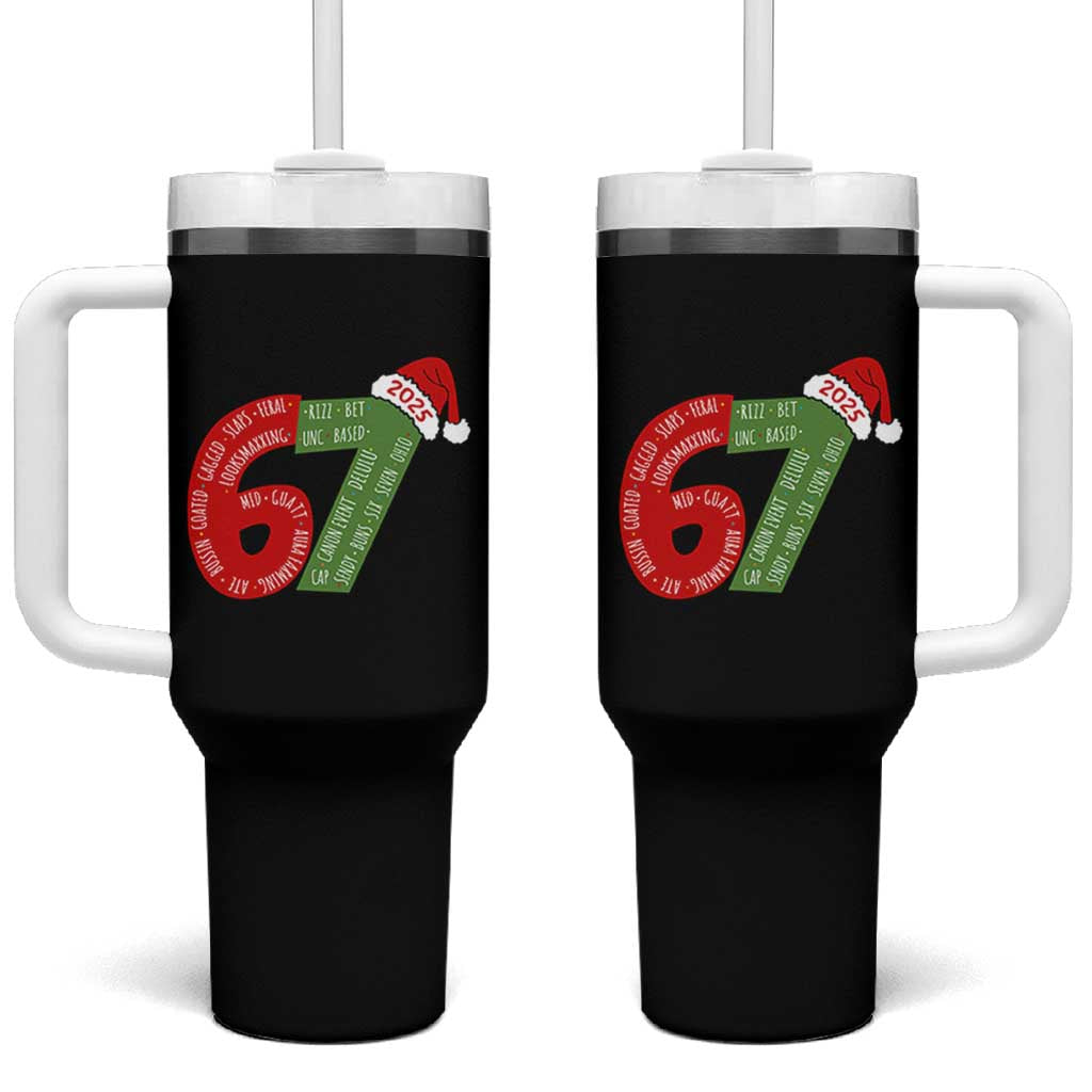 Funny 67 Christmas Tumbler With Handle Rizz Aura Farming Bussin Six Seven Meme Gen Alpha - Wonder Print Shop