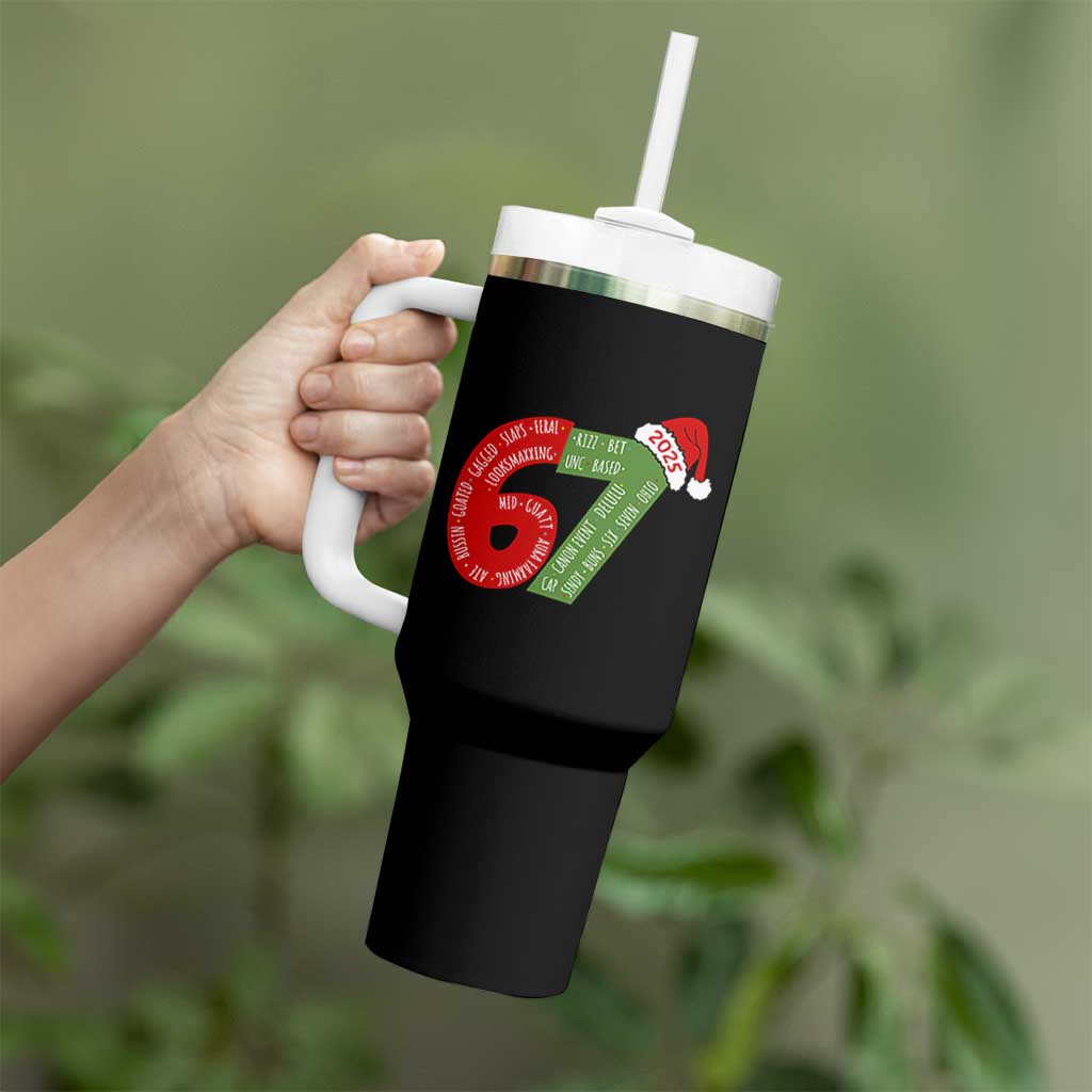 Funny 67 Christmas Tumbler With Handle Rizz Aura Farming Bussin Six Seven Meme Gen Alpha - Wonder Print Shop