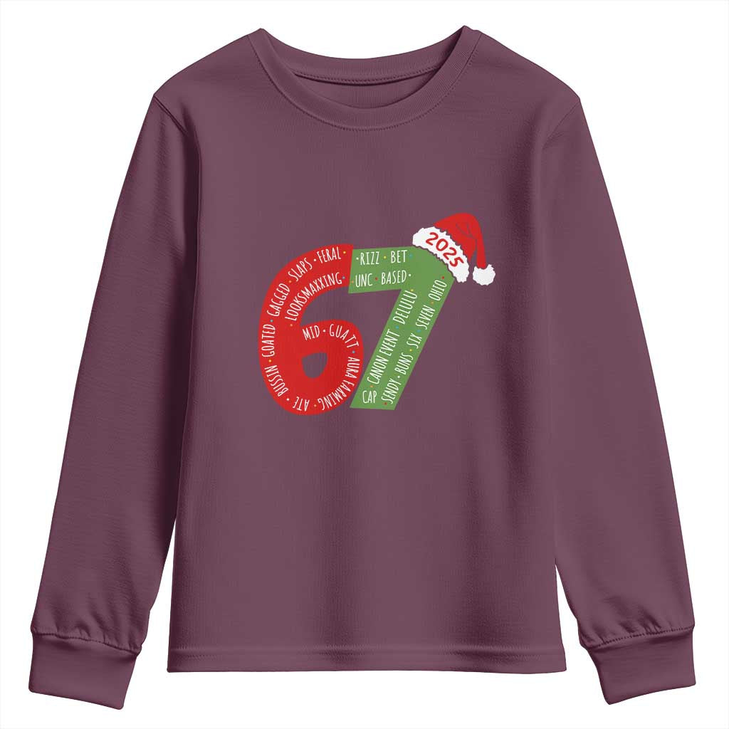 Funny 67 Christmas Youth Sweatshirt Rizz Aura Farming Bussin Six Seven Meme Gen Alpha - Wonder Print Shop