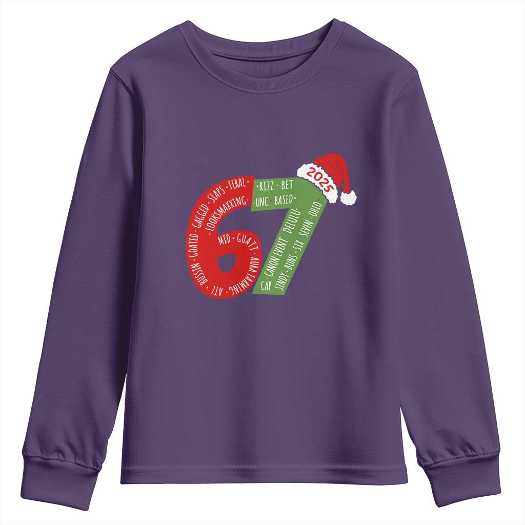Funny 67 Christmas Youth Sweatshirt Rizz Aura Farming Bussin Six Seven Meme Gen Alpha - Wonder Print Shop