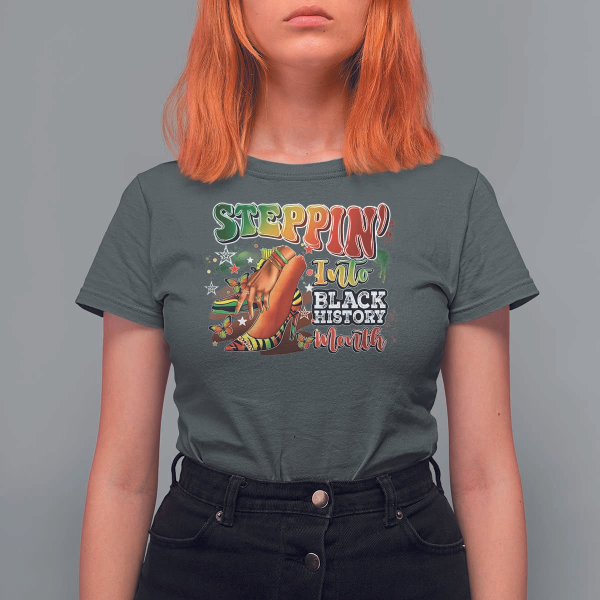 Steppin' Into Black History Month T Shirt For Women African American Month Proud Melanin