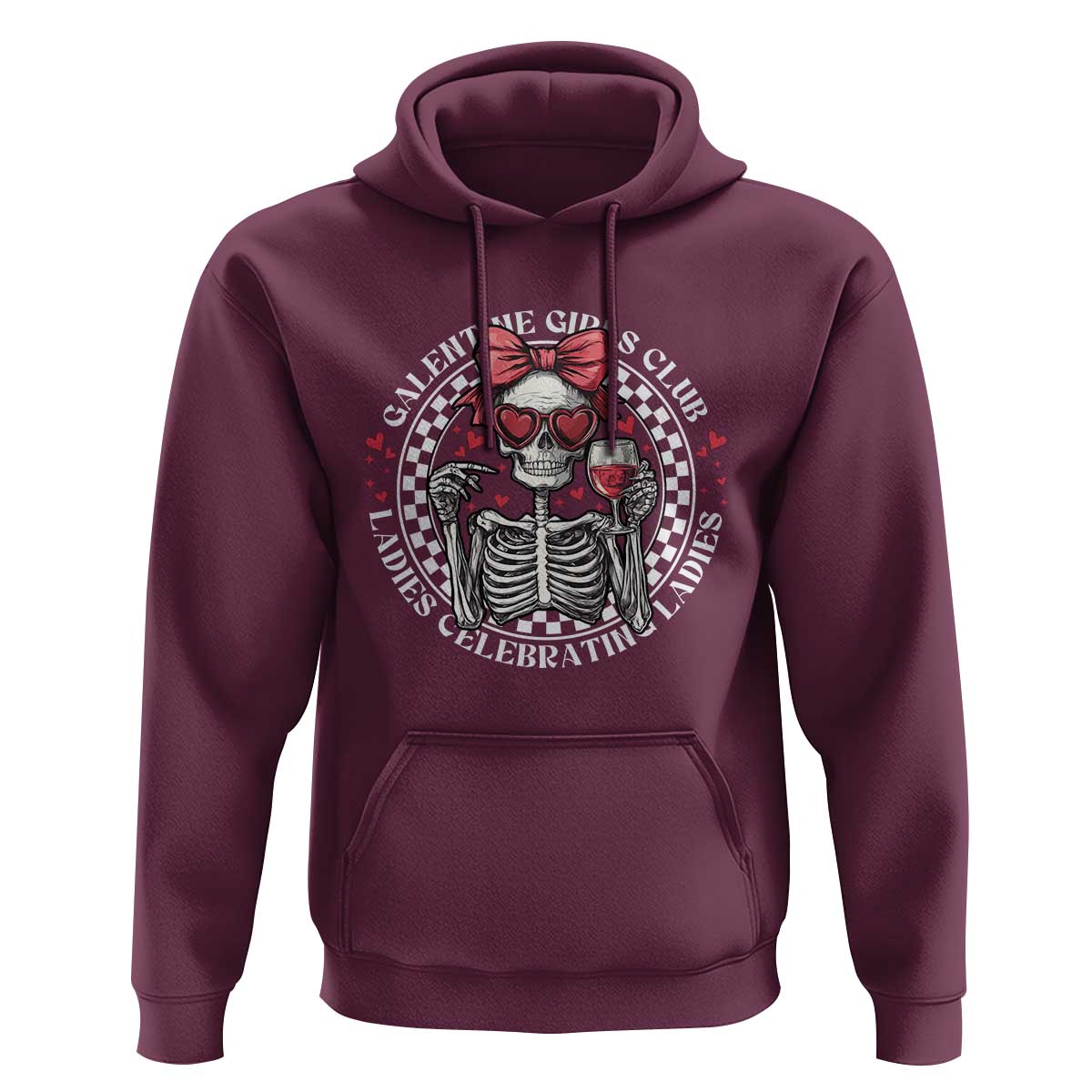 Funny Galentine's Day Hoodie Galentine Girls Club Ladies Celebrating Ladies Skeleton