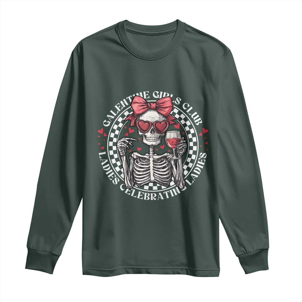 Funny Galentine's Day Long Sleeve Shirt Galentine Girls Club Ladies Celebrating Ladies Skeleton