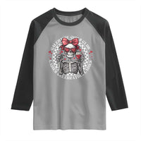 Funny Galentine's Day Raglan Shirt Galentine Girls Club Ladies Celebrating Ladies Skeleton