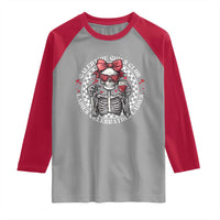 Funny Galentine's Day Raglan Shirt Galentine Girls Club Ladies Celebrating Ladies Skeleton